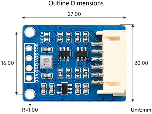 Waveshare 1.06 x 0.78 x 0.11 inches BME688 Environmental Sensor 3.3 Volts ±0.5℃ Digital Compact Device Air Quality Monitor