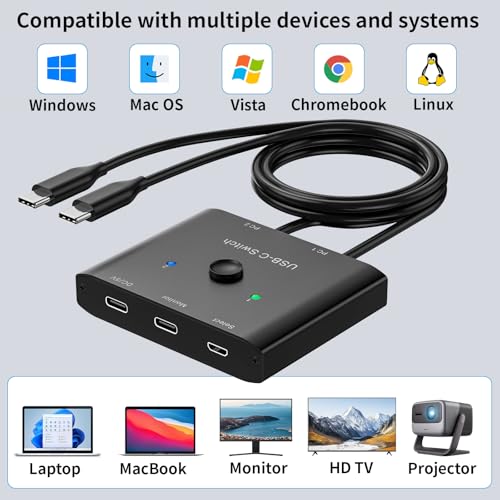 MLEEDA USB C Switch 2-way, 8K@60Hz, 4K@120Hz, Plug In