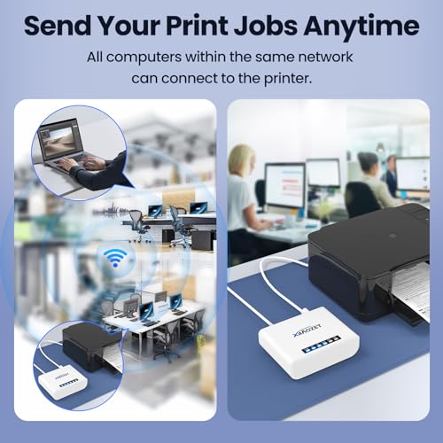 Xiiaozet Wireless Print Server 3.94 x 2.76 x 1.18 inches 8.5 ounces USBポート1つ