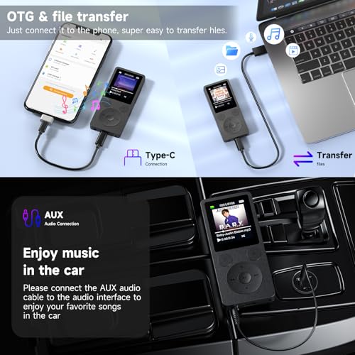 ODEJOI 64GB X91 MP3 Player 1.8" LCD Display Bluetooth 5.3