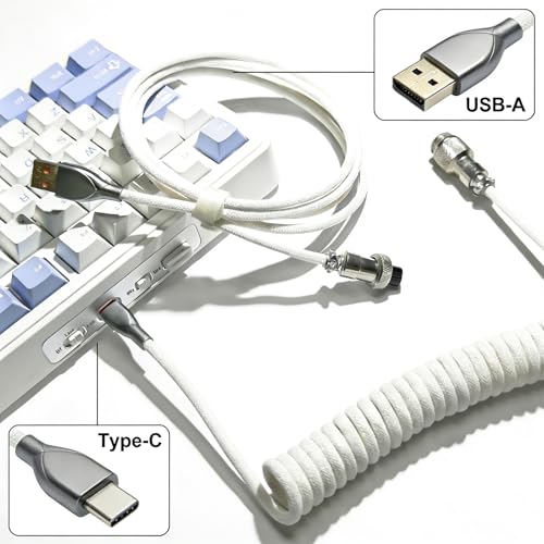 CC MALL 1.5m Type-C Detachable Coiled Keyboard Cable USB-A to USB-C Connector