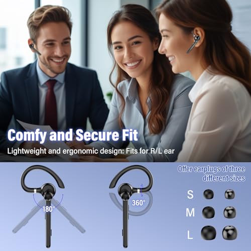 Thunelec G9 Bluetooth Headset, Wireless Bluetooth 5.4, In-Ear, 90 Hours Battery Life, Dual Mic Noise Cancellation, Environmental Noise Cancellation