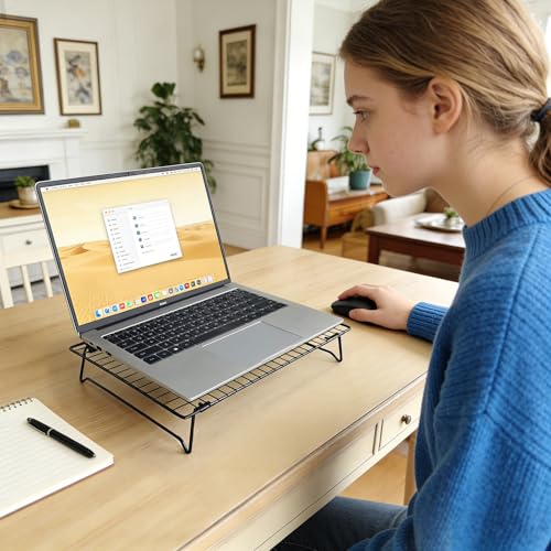 ISYOKE 9.45 x 0.98 x 13.39 Inches Laptop Cooling Pad Stand Adjustable Height Metal Riser for Laptops 10 to 17 Inches