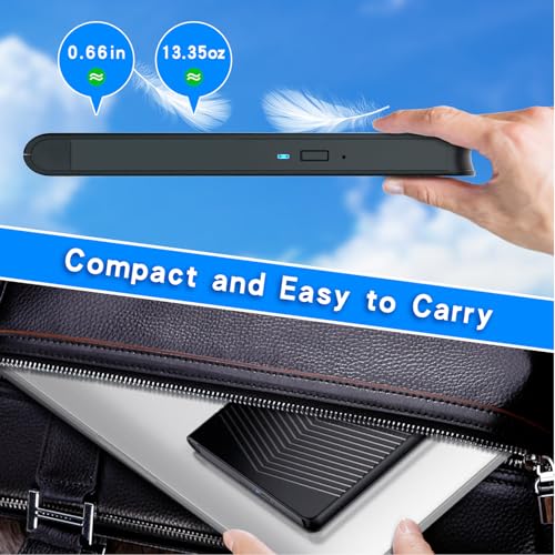 Dainty External Blu-ray Drive 7-in-1 USB 3.0 Type-C Compatible for BD/DVD/CD Read/Write Windows 7-11 Mac OS Black