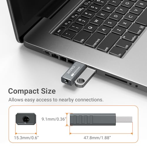 Cubilux USB to 3.5mm Audio Adapter, Hi-Res 384KHz/32-bit USB A DAC Dongle, UAC 2.0 External Sound Card