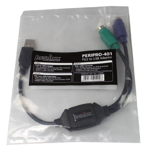Perixx PERIPRO-401 PS2 to USB Adapter - 3 Ports - Black, Green, Purple - Limited