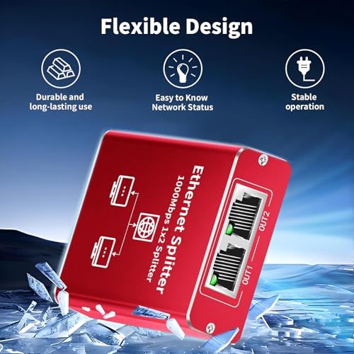 Goalake Ethernet Splitter 1 to 2 1000Mbps Dual LAN RJ45