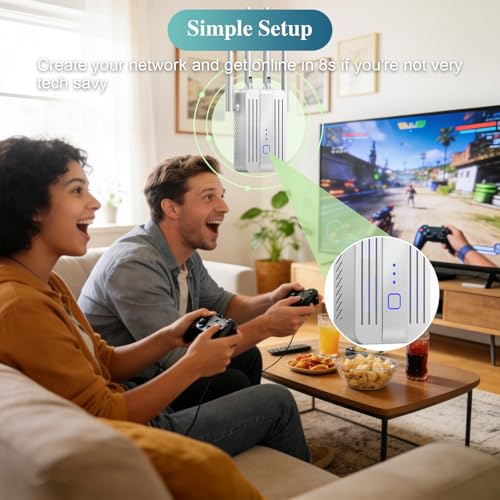 PMOODSK WiFi Extender Signal Booster 300Mbps Repeater Dual Band White