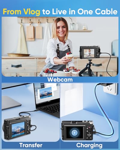 TESFOT 64MP DC101 Compact Camera with 180° Flip Screen and 4K Video