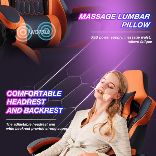 WOTSTA 5 Ergonomic Adjustable Chair Indoor Use 300 Pounds Black Orange