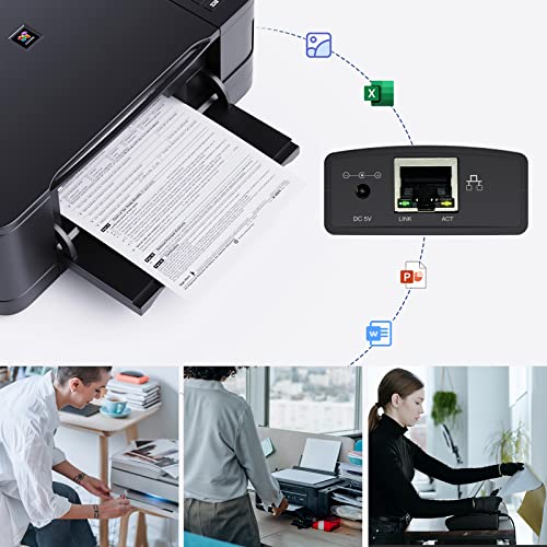 WAVLINK 8.43 x 5.87 x 2.1 inches 8.6 Ounces USB 2.0 Network Print Server LPR Print Protocol 10/100Mbps