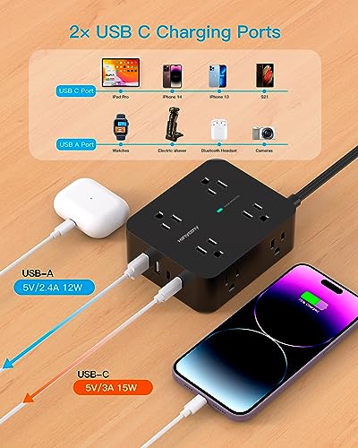 HANYCONY 8-Outlet 4-USB Power Strip Model HN8U5WC2