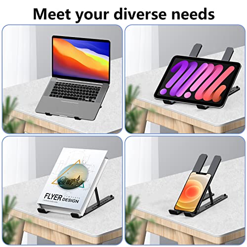 Tonmom Laptop Stand 10.5" x 1.96" x 0.68" Adjustable Metal/ABS/ Silicone Laptop Holder with 7 Levels of Height Adjustment for 10-15.6" Laptops and Tablets