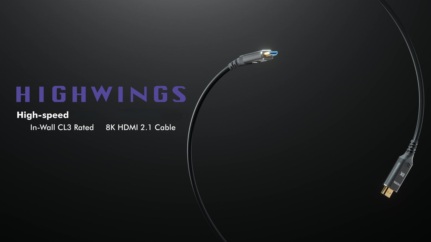 Highwings 15FT SS-15FTCL3-BL-8K HDMI Cable, CL3 Rated, 8K@60Hz, 48Gbps, Male-to-Male