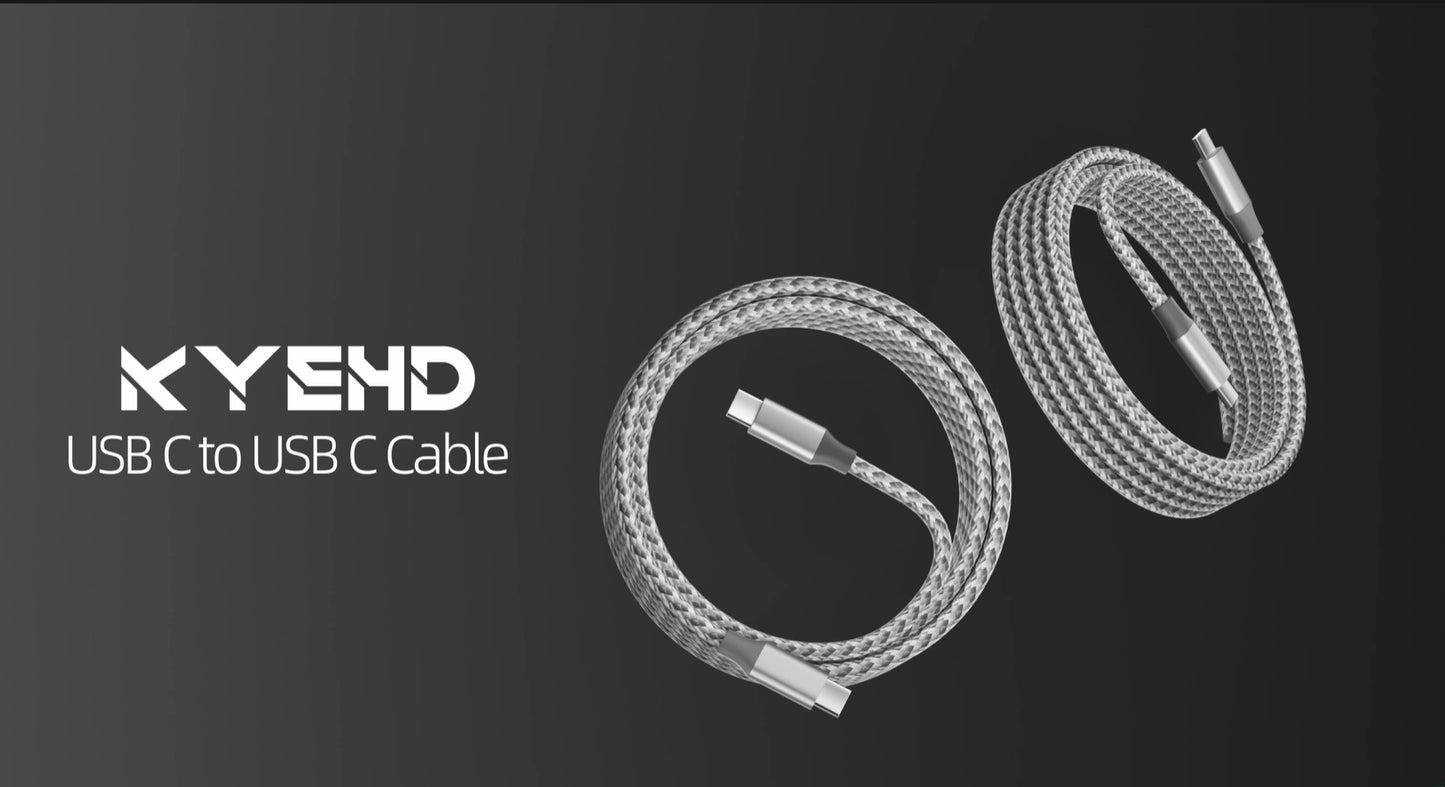 KYEHD 10 Feet USB-C to USB-C Cable Model A8753 - 60W Fast Charging - 45 Watts - Compatible with iPhone 16/15/14, Samsung Galaxy S21+, S21, S20, Google Pixel
