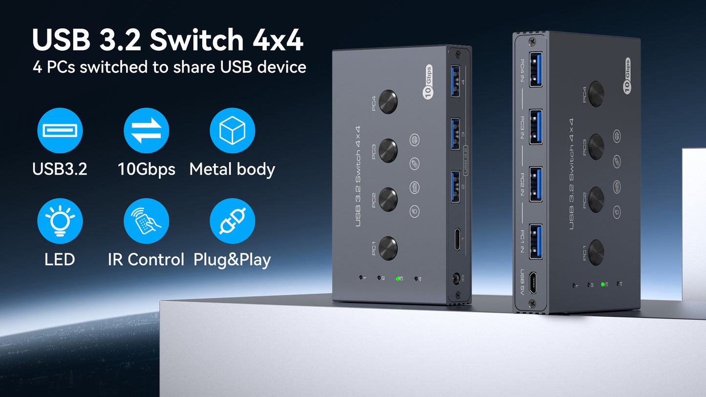 TJCXELE 1 Count TJUS-03USB Switch 202E USB 3.2 4-Port