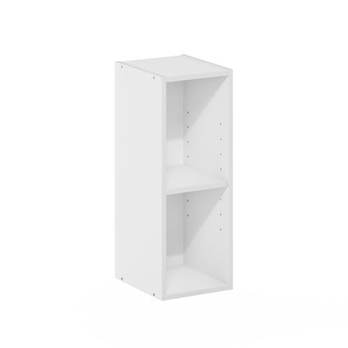 Furinno 8-Inch 22281WH 2-Tier 30 lb Capacity Floor Mount Open Shelf Bookcase
