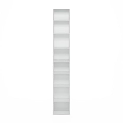 Furinno 8-Tier 24381WH Open Shelf Bookcase, 9.3 Depth x 11.8 Width x 70.9 Height, Engineered Wood, White Finish