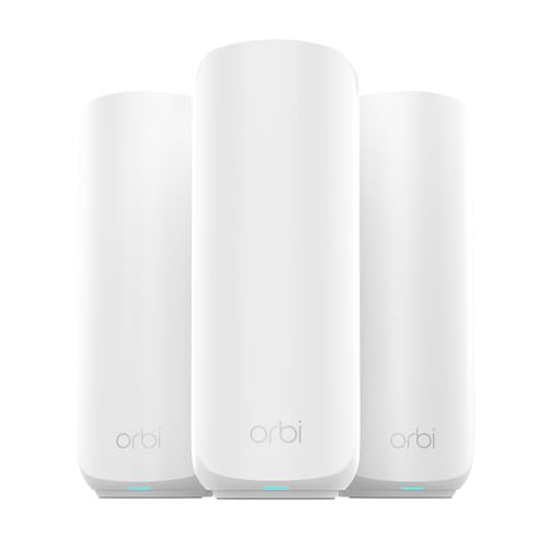 NETGEAR Orbi 370 Series Dual-Band WiFi 7 Mesh Network System (RBE373) - 5 Gbps, 6000 sq.ft Coverage, 2.5 Gbps Port, Mesh Router + 2 Extenders