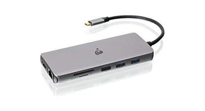 IOGEAR 6.3" x 3.6" x 0.7" GUD3C4K3P USB Type C Docking Station with 11 Ports, 2 HDMI, 100W Power Delivery