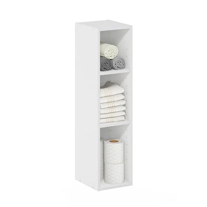 Furinno 3-Tier 22286 Bookcase 8-Inch Storage Shelf, Rectangular, Engineered Wood, White