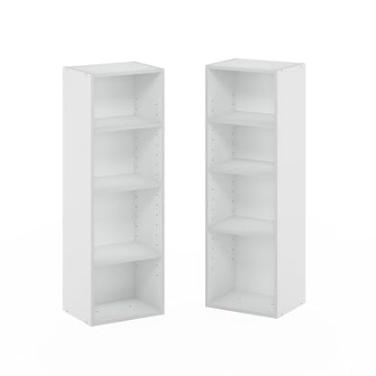 Furinno 8-Tier 24381WH Open Shelf Bookcase, 9.3 Depth x 11.8 Width x 70.9 Height, Engineered Wood, White Finish