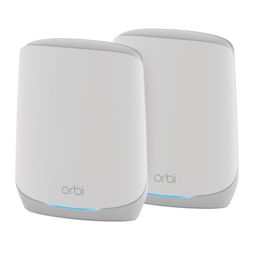 NETGEAR Orbi Whole Home Tri-Band WiFi 6 Mesh Network System (RBK752P) – Router with 1 Satellite Extender, Coverage up to 5,000 sq. ft., Supports 75 Devices, Maximum Data Transfer Rate 5.4 Gbps, 802.11ax