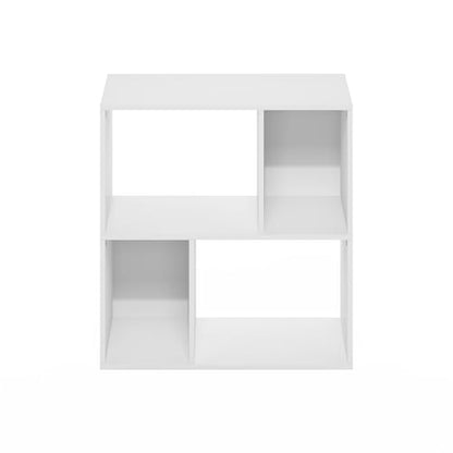 Furinno 4-Cube Bookcase 24126WH Laminated Floor Mount White Storage Organizer