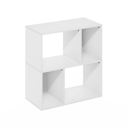 Furinno 4-Cube Bookcase 24126WH Laminated Floor Mount White Storage Organizer