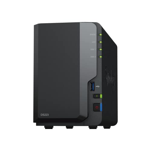 Synology 24TB DS223 DiskStation NAS Device - Realtek RTD1619B Quad-Core, 2GB RAM, 1x RJ-45 1GbE LAN-Port