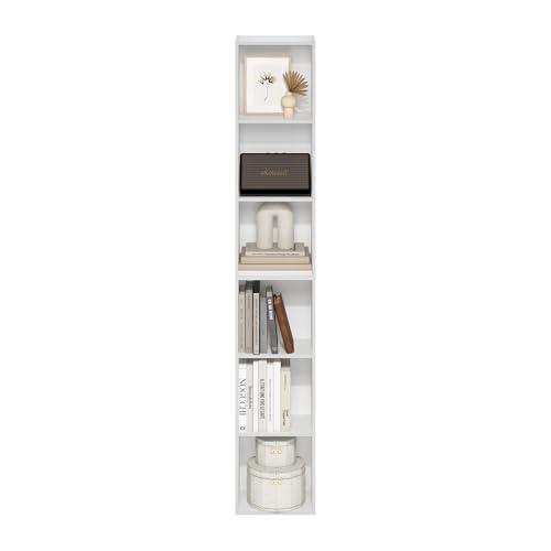 Furinno 12.1 Inch LUDER 24009 WH 6-Tier Wall Mount Bookshelf for Home Use