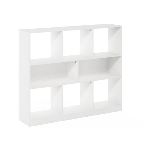 Furinno 8-Cube Shelf 24345WH - Wall Mount, Space Saving, Sturdy, Durable, White