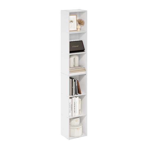 Furinno 12.1 Inch LUDER 24009 WH 6-Tier Wall Mount Bookshelf for Home Use