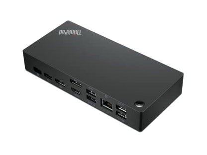 Lenovo 8.27" x 6.22" USB-C Dock 40AY0090, 65 Watts, 2 HDMI Ports, 3 USB Ports, Black
