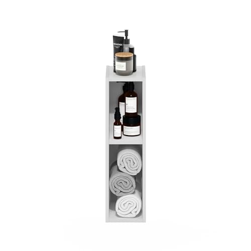 Furinno 2-Tier 22280WH Floor Mount Bookshelf for Indoor Use, 9.29"D x 5.91"W x 21.18"H, White