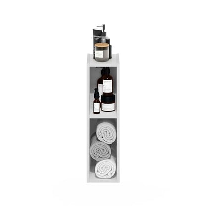 Furinno 2-Tier 22280WH Floor Mount Bookshelf for Indoor Use, 9.29"D x 5.91"W x 21.18"H, White