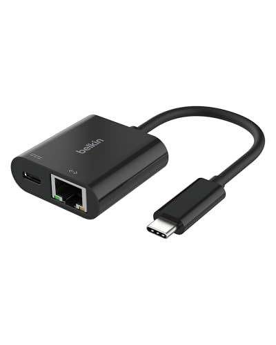 Belkin USB-C to Ethernet/Charge Adapter INC019btBK 100W Power Delivery 20A 2 Ports