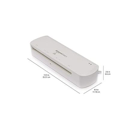 Amazon Basics 9-Inch Thermal Laminator Machine 2-Roller System, 3-5 Minutes Warm-Up, White