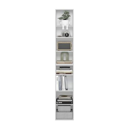 Furinno 8-Tier 24381WH Open Shelf Bookcase, 9.3 Depth x 11.8 Width x 70.9 Height, Engineered Wood, White Finish
