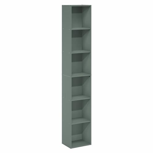 Furinno 6-Tier 24009SG Height 71.0 inches Width 12.1 inches Depth 9.4 inches Rectangular Open Shelving Floor Mount Bookcase