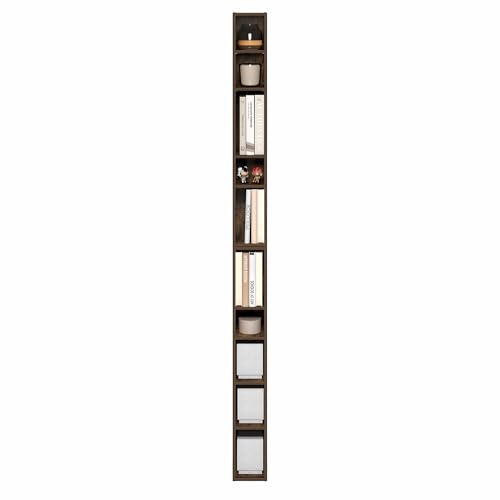 Furinno FULDA 10-Tier Bookcase, 78.74" Height, Amber Pine Finish, Engineered Wood Construction