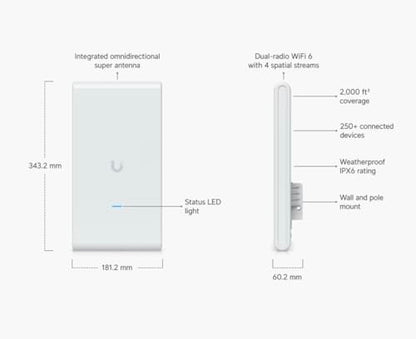 QALYNX U6-MESH-PRO Dual-Band Outdoor WiFi 6 Access Point - 2400 Mbps - 2 LAN Ports - Weatherproof