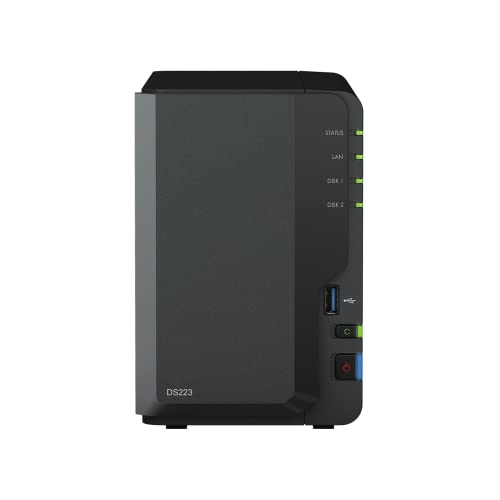 Synology 24TB DS223 DiskStation NAS Device - Realtek RTD1619B Quad-Core, 2GB RAM, 1x RJ-45 1GbE LAN-Port