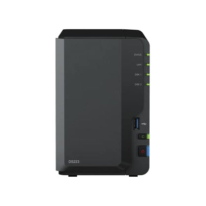 Synology 24TB DS223 DiskStation NAS Device - Realtek RTD1619B Quad-Core, 2GB RAM, 1x RJ-45 1GbE LAN-Port