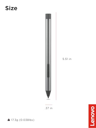 Lenovo Digital Pen 2 4096 Levels Pressure Lithium Alkaline Plastic Grey 4X81H95633