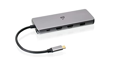 IOGEAR 6.3" x 3.6" x 0.7" GUD3C4K3P USB Type C Docking Station with 11 Ports, 2 HDMI, 100W Power Delivery