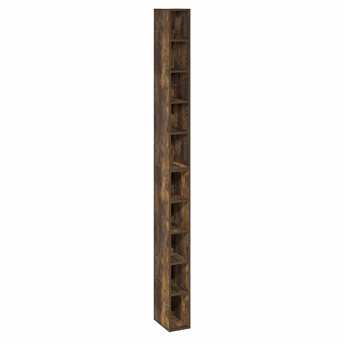 Furinno FULDA 10-Tier Bookcase, 78.74" Height, Amber Pine Finish, Engineered Wood Construction