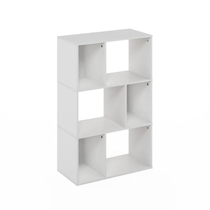 Furinno DALY 6-Cube Bookcase 24127WH Dimensions 11.73D x 23.62W x 36.85H