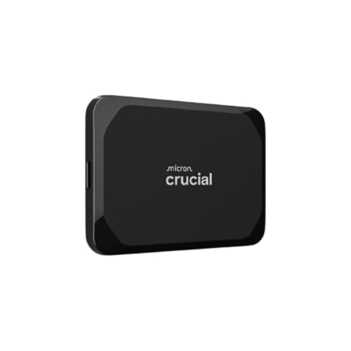 Crucial 1TB CT1000X9SSD902 Portable SSD, Solid State Drive, USB 3.2 USB-C, External Hard Drive, 1050MB/s Data Transfer Rate, Black