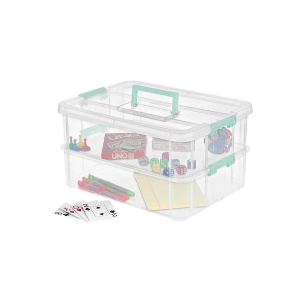 Sterilite 10.75" x 14.37" x 7.64" 2 Liter 2-Compartment Storage Container Model 1427CLR